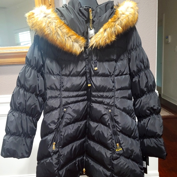 Laundry By Shelli Segal Jackets & Blazers - New Laundry Coat with tags Black with Tan Faux Fur Hood XLarge